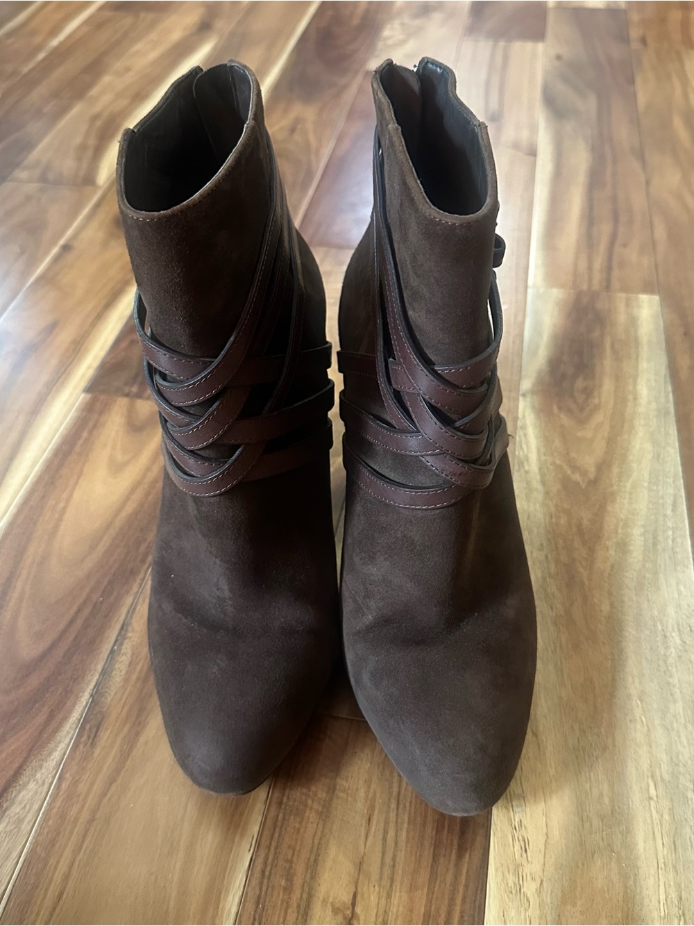 Lauren Ralph Lauren Vanna Leather/Suede Brown Ankle Boots Size 10B